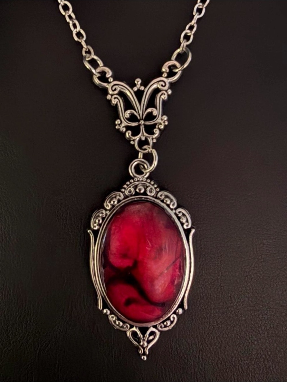 Blood Red Vintage-Style Gothic Pendant Necklace